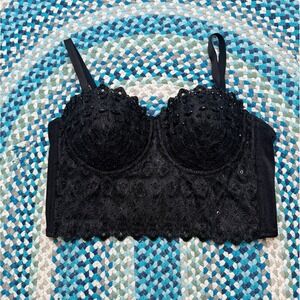 Windsor Boned Corset Bustier Top Small Whimsigoth Dark Romance Fairy Beads Rave